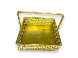 Square Metal Handle golden Basket 25 x 25 x 8.5