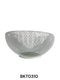 White Round Metallic Fruit Basket Large 28 X 28 X 15