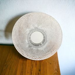 White Round Metallic Fruit Basket Large 28 X 28 X 15