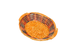 Red Blue Venner Rattan Oval Basket