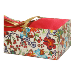 Pink & White Rectangular Gifing Basket With Golden Handles 28x10x7.5