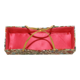 Pink & White Rectangular Gifing Basket With Golden Handles 28x10x7.5