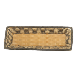 Brown White Long Bamboo Basket