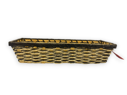 Brown White Long Bamboo Basket