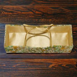 Green & White Rectangular Gifing Basket With Golden Handles 28x10x7