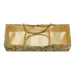 Green & White Rectangular Gifing Basket With Golden Handles 28x10x7