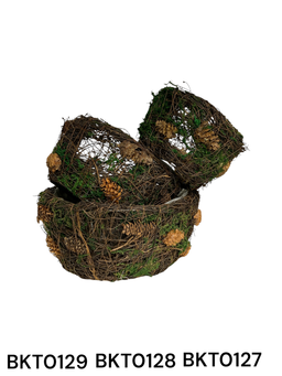 Green Grass Round Basket Small