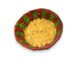 Red Green Oval Shape Bamboo Basket 27x21x8
