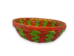 Red Green Oval Shape Bamboo Basket 27x21x8