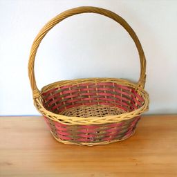 Brown Pink Wooden Plastic with Single Handle Medium 36x30x15