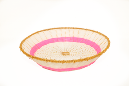 White Round Plastic Fiber Woven Basket
