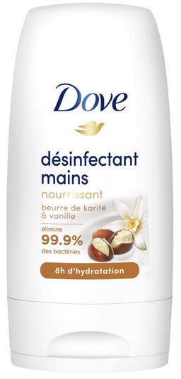 Dove Désinfectant Mains X12, Gel Crème, Nourissant Beurre de Karité et Vanille, Elimine 99,9% des Bactéries - (Lot de 12x50ml)