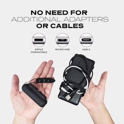 Statik Snap-N-Charge Mini chargeur portable pour iPhone, batterie externe magnétique, batterie 3 000 mAh 10 W, embouts magnétiques 3 en 1 USB C, micro USB et iProduct, Powerbank compact noir élégant