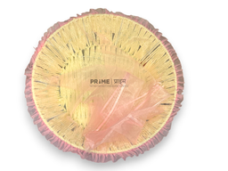 White Paper Weaved Rattan Round Basket With Pink Net Cover 36x36x11