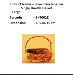 Brown Rectangular Single Handle Basket Large 36x29x15