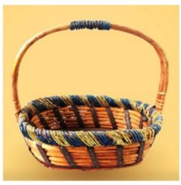 Brown Color Single Handel Wooden Basket Small