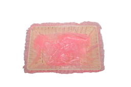 Pink Paper Weaved Rattan Rectangle Basket with Pink Net Cover 35x25x10