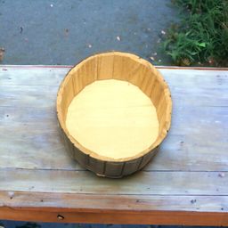 Brown Round Wooden Basket Medium 19 x 19 x 10