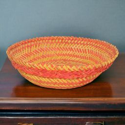 Pink Handcrafted Abstract Bamboo Basket 22 x 22 x 7