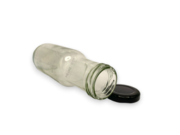 Round Flint Lug CK with Black Plastic Lug Cap Glass Jar 43mm 200ml