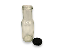 Round Flint Lug CK with Black Plastic Lug Cap Glass Jar 43mm 200ml