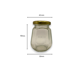 Octagonal Glass Jar with Metal Lug Cap/Golden / 250ml