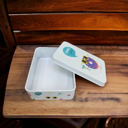 Rectangle Summer Cartoon Printed Metal Box For Kids