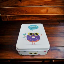 Rectangle Summer Cartoon Printed Metal Box For Kids