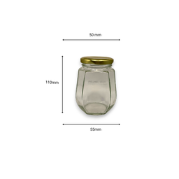 Octagonal Glass Jar with Metal Lug Cap/Golden / 500ml