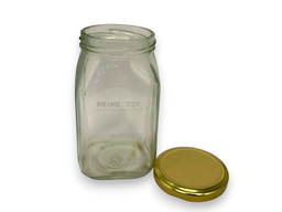 Square Glass Jar with Golden Lid 63mm 500ml