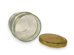 Round Glass Jar Salsa with Metal Lug Cap/Golden / 350ml
