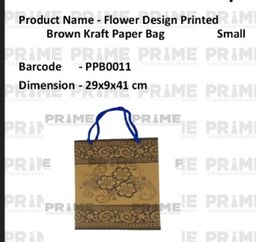 Flower design printed brown kraft paper bag 