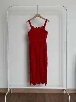 Love Bonito Dree Crochet Overlay Dress in Red