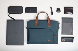 Oblique Rush Laptop Messenger Bag Pertol Bule /Tan