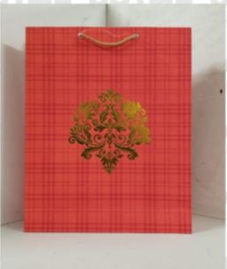Bag Paper Printed Foil 12X17 in Red