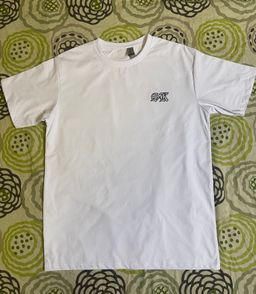 White street wear t-shirt featuring a rose design 
