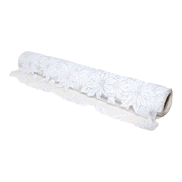 White Flower Printed Glitter Net Roll