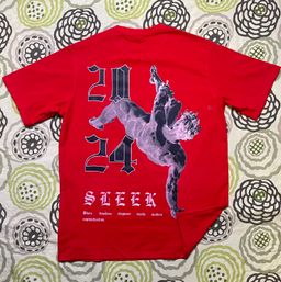 Red street wear T-shirt featuring a sleek design at the back