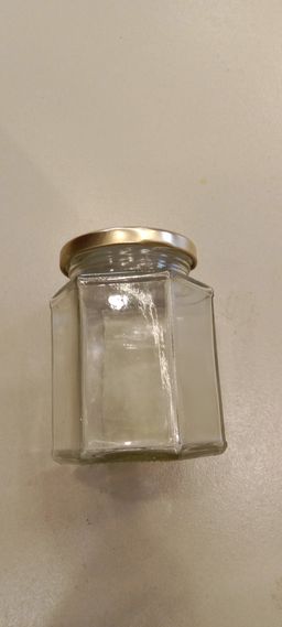 Hexagonal Glass Jar with Metal Lug Cap 63mm 250ml