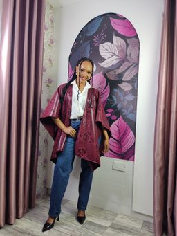 Burgundy Suede Shawl 