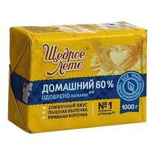 Маргарин "Щедрое Лето Домашний" 1кг  60 %  фольга