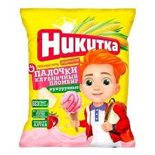 Кукурузные палочки "Никитка" Клубничный пломбир 80 гр