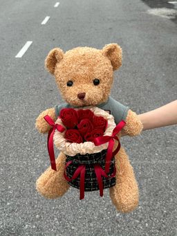 Bear With Soap Rose Round Bouquet