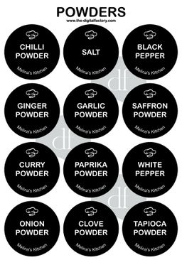 Home & Kitchen Labels 3cm Diameter (All Categories - 168pcs)