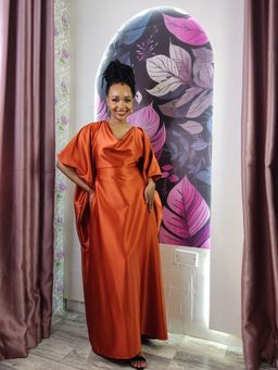 Burnt Orange Cowl Neck Kaftan 