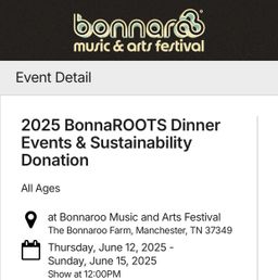 FRIDAY BONNAROOTS COMMUNITY DINNER  