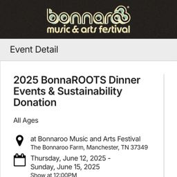 SATURDAY BONNAROOTS COMMUNITY DINNER 