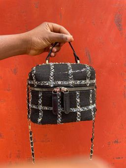 mini bandoulière en tweed et porté main