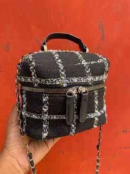 mini bandoulière en tweed et porté main