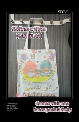 Cartoon canvas bag - White Little Twin Star